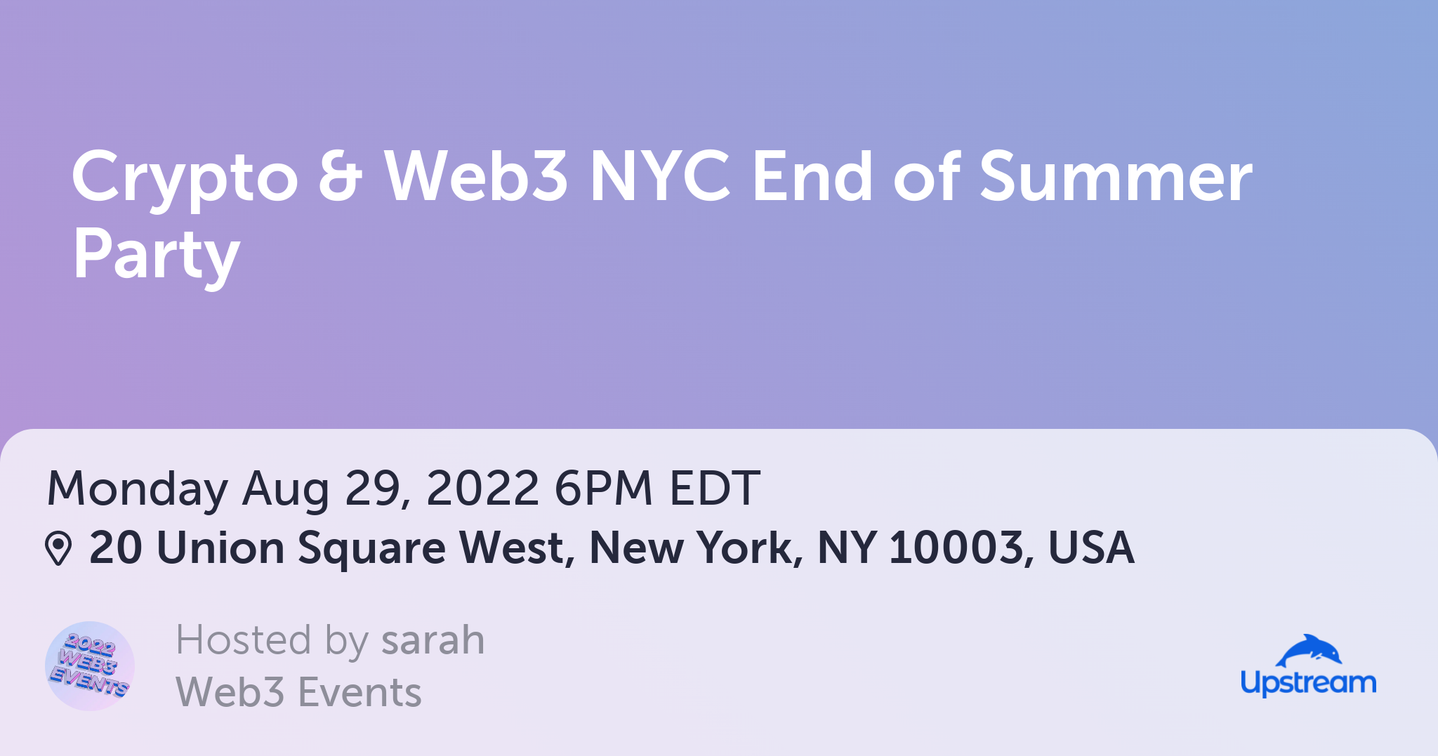 Web3 event · Crypto & Web3 NYC End of Summer Party